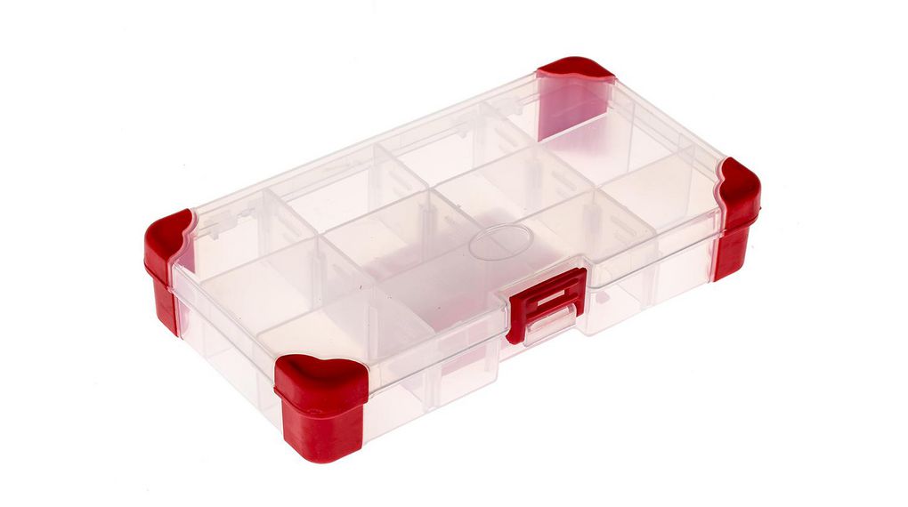 Opbergdoos, 170x100x30mm, Rood/transparant